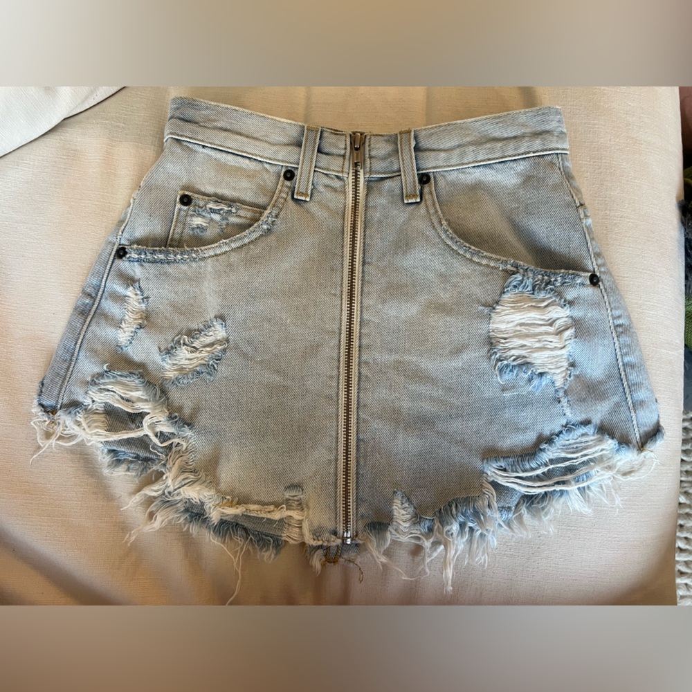 Carmar Distressed Light Blue Denim skirt